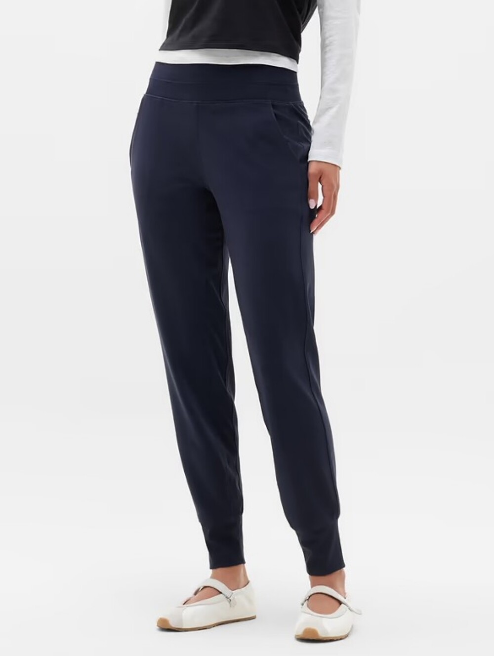 Athleta Venice High Rise Jogger Sweatpants Navy Blue Womens Size Large Zippered